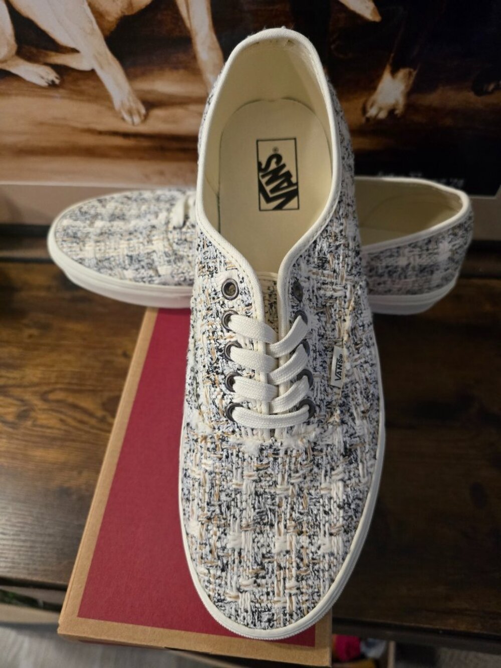 Vans Authentic Marshmallow White VN000D7YCCZ "Tweed" Textile Shoes Mens 10.5 NEW